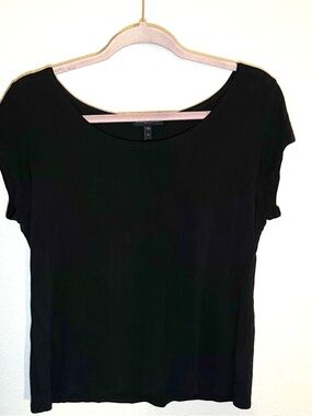 Eileen Fisher Silk Georgette Crepe Shirt Black Size PL